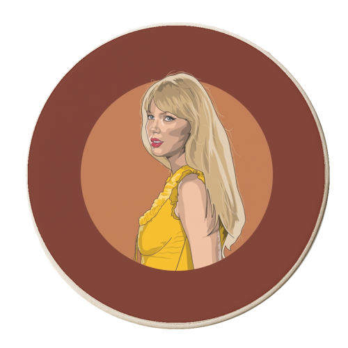 Swift Evermore Era illustration autumn - personalised beer coaster by The Girl Next Draw