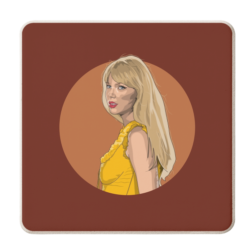 Swift Evermore Era illustration autumn - personalised beer coaster by The Girl Next Draw