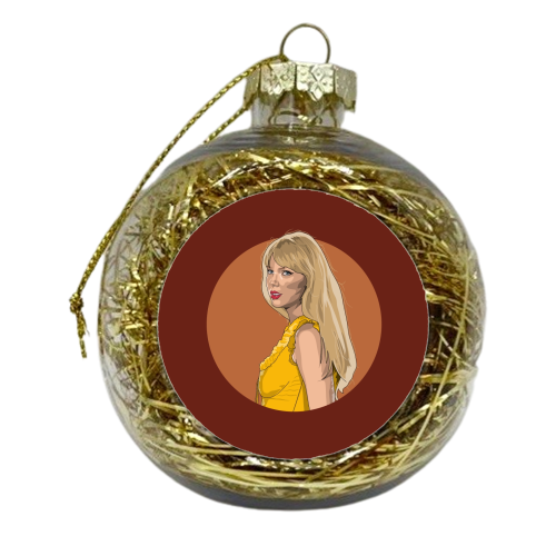 Swift Evermore Era illustration autumn - xmas bauble by The Girl Next Draw