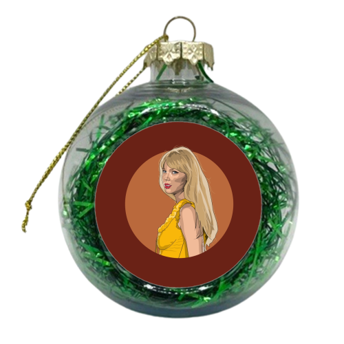 Swift Evermore Era illustration autumn - xmas bauble by The Girl Next Draw