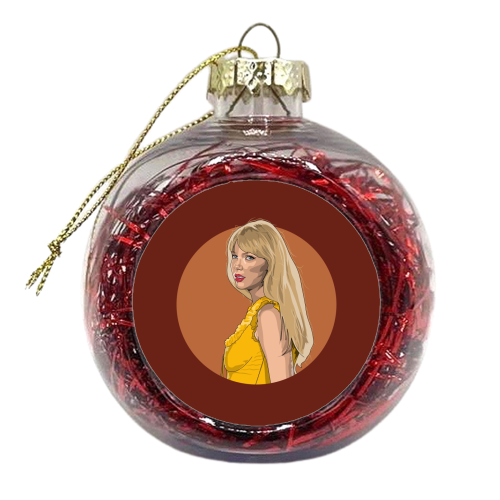 Swift Evermore Era illustration autumn - xmas bauble by The Girl Next Draw