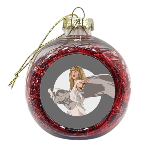 Swift folklore Era illustration grey - xmas bauble by The Girl Next Draw
