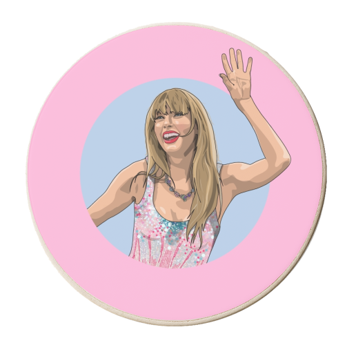 Swift Lover Era illustration - personalised beer coaster by The Girl Next Draw