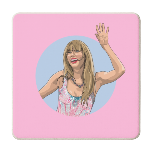 Swift Lover Era illustration - personalised beer coaster by The Girl Next Draw