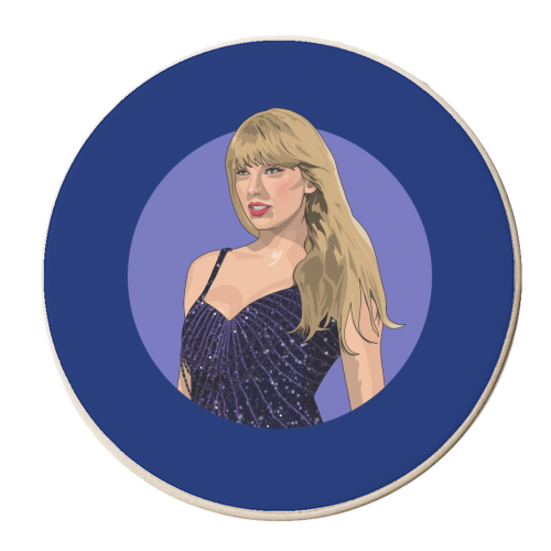 Swift midnights Era illustration navy - personalised beer coaster by The Girl Next Draw