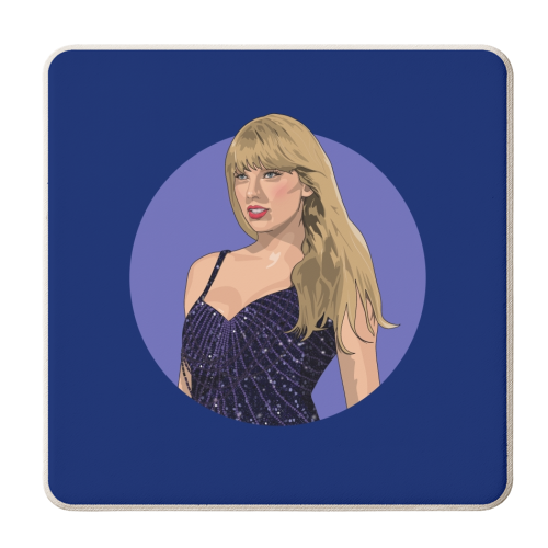 Swift midnights Era illustration navy - personalised beer coaster by The Girl Next Draw