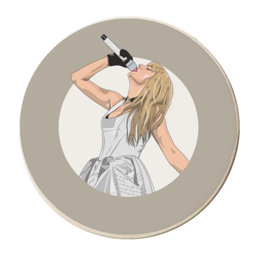 Swift poets Era illustration beige - personalised beer coaster by The Girl Next Draw