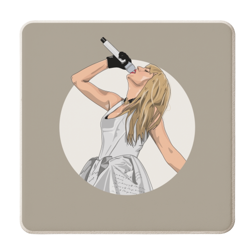 Swift poets Era illustration beige - personalised beer coaster by The Girl Next Draw