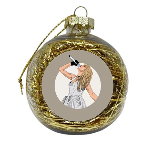 Swift poets Era illustration beige - xmas bauble by The Girl Next Draw