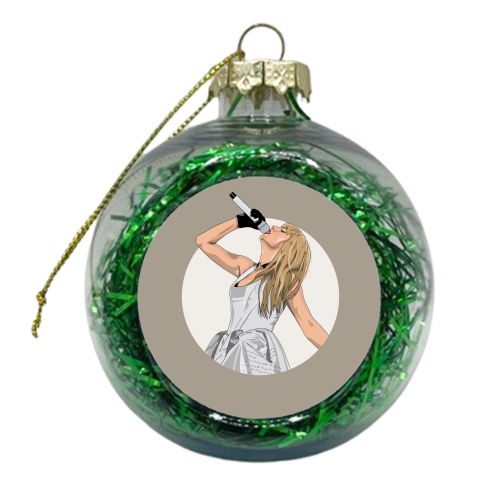 Swift poets Era illustration beige - xmas bauble by The Girl Next Draw