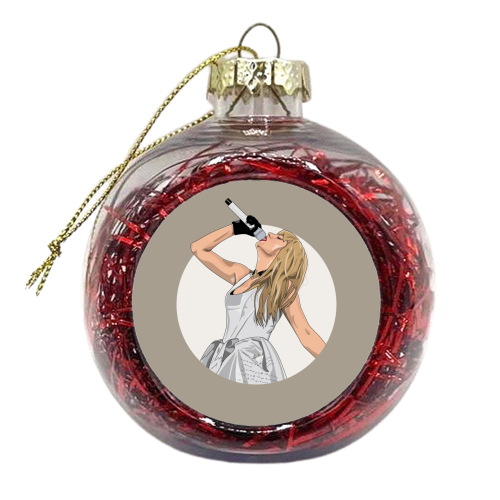 Swift poets Era illustration beige - xmas bauble by The Girl Next Draw