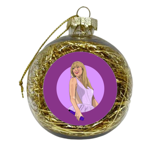 Swift speak now Era illustration purple - xmas bauble by The Girl Next Draw