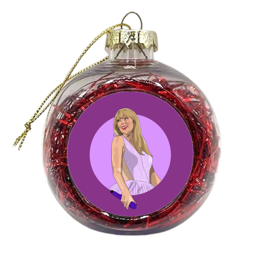 Swift speak now Era illustration purple - xmas bauble by The Girl Next Draw