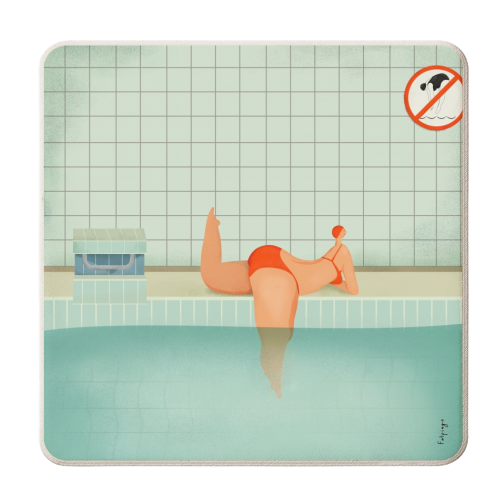 swimmer - personalised beer coaster by Fatpings_studio