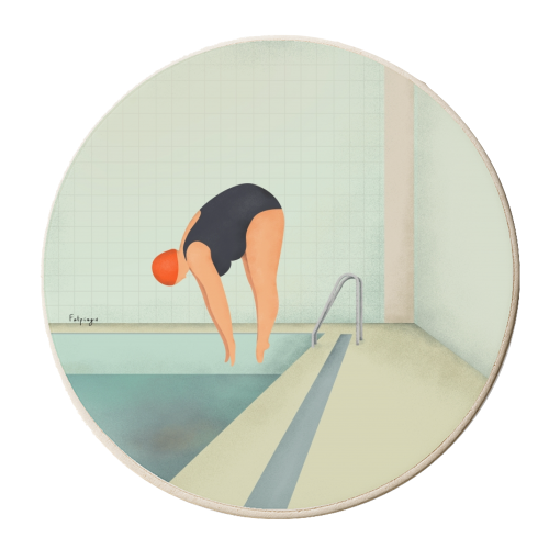 swimmers - personalised beer coaster by Fatpings_studio