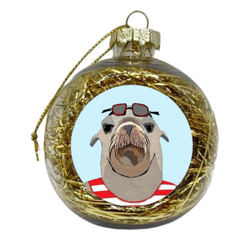 Swimming SeaLion - xmas bauble by Casey Rogers