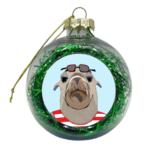 Swimming SeaLion - xmas bauble by Casey Rogers