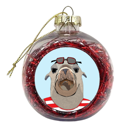 Swimming SeaLion - xmas bauble by Casey Rogers