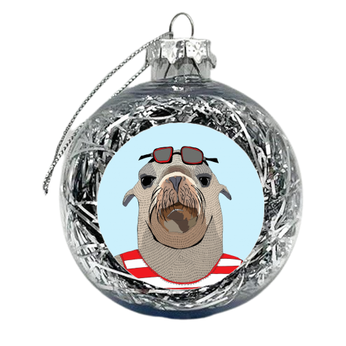 Swimming SeaLion - xmas bauble by Casey Rogers