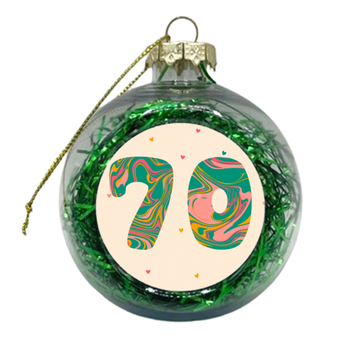 Swirly 70 Marbled Design - xmas bauble by Lisa Wardle