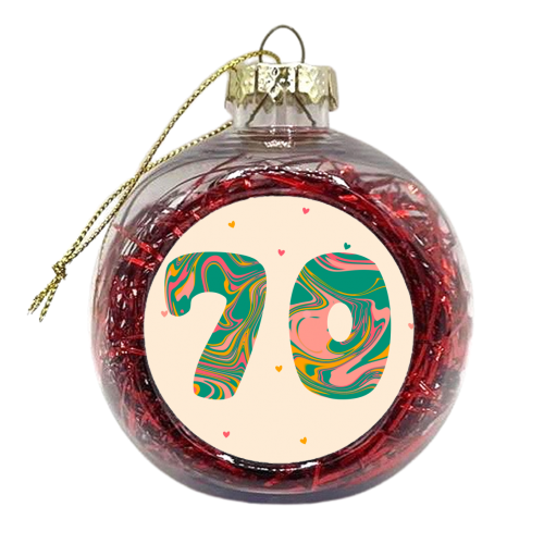 Swirly 70 Marbled Design - xmas bauble by Lisa Wardle