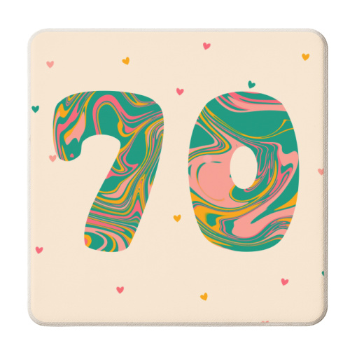 Swirly 70 Marbled Design - personalised beer coaster by Lisa Wardle