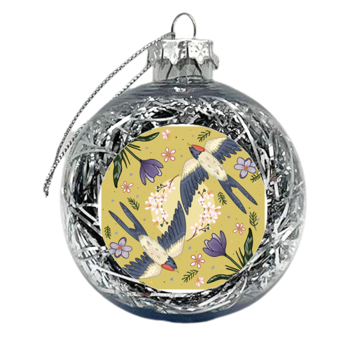 Swooping Swallows - xmas bauble by Ink and Tot
