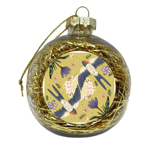 Swooping Swallows - xmas bauble by Ink and Tot