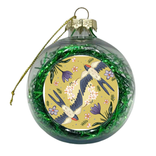 Swooping Swallows - xmas bauble by Ink and Tot