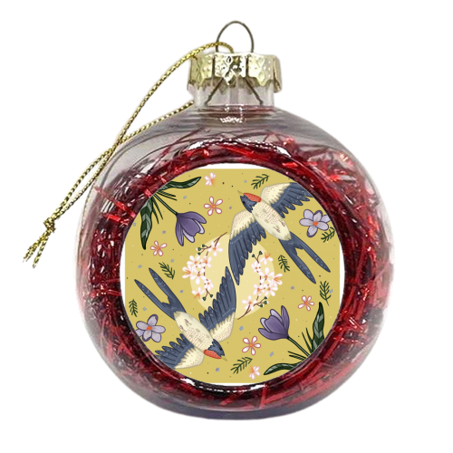 Swooping Swallows - xmas bauble by Ink and Tot