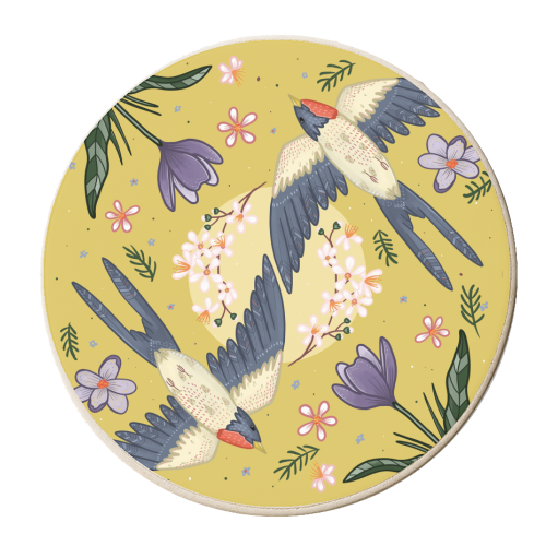 Swooping Swallows - personalised beer coaster by Ink and Tot