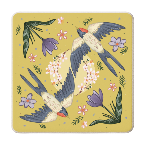 Swooping Swallows - personalised beer coaster by Ink and Tot
