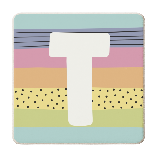 T - gift personalised initial letter - personalised beer coaster by Giddy Kipper