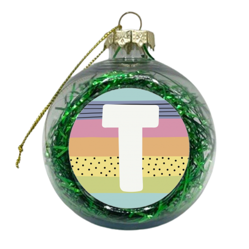 T - gift personalised initial letter - xmas bauble by Giddy Kipper