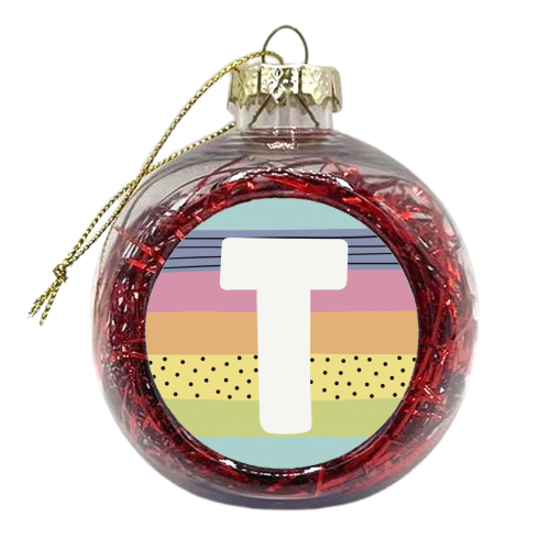 T - gift personalised initial letter - xmas bauble by Giddy Kipper