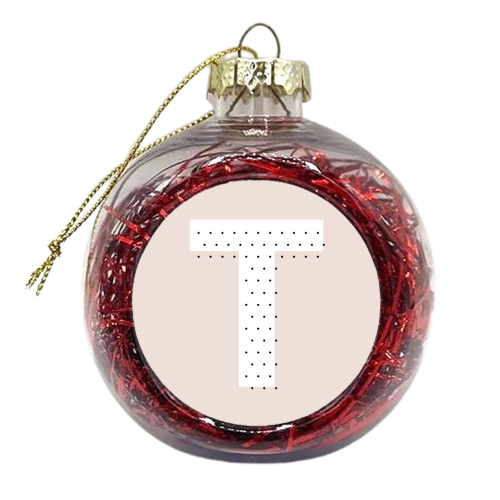 T Polka Dot Initial - xmas bauble by Toni Scott