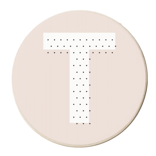 T Polka Dot Initial - personalised beer coaster by Toni Scott