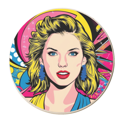 T Pop Art. Blue and pink - personalised beer coaster by Faith Mercer