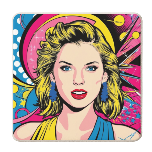 T Pop Art. Blue and pink - personalised beer coaster by Faith Mercer