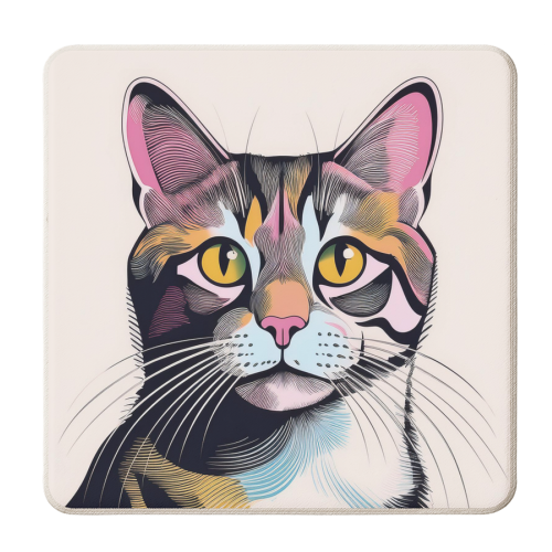 Tabby Cat Head & Shoulders Portrait Illustration - personalised beer coaster by Adam Regester
