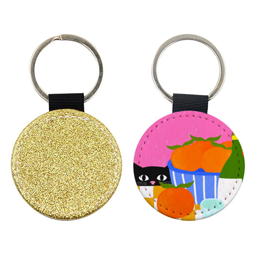 Table and Oranges Cat - keyring by The Paper Tail