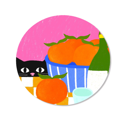 Table and Oranges Cat - Magnet by The Paper Tail