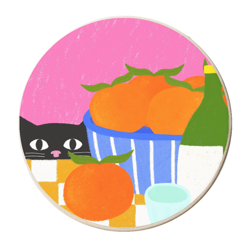 Table and Oranges Cat - personalised beer coaster by The Paper Tail