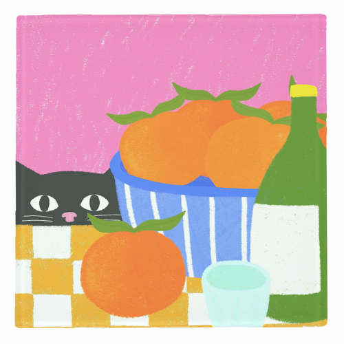 Table and Oranges Cat - personalised beer coaster by The Paper Tail
