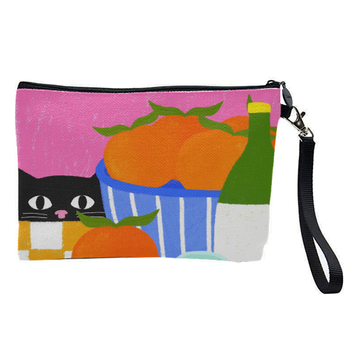 Table and Oranges Cat - pretty makeup bag by The Paper Tail