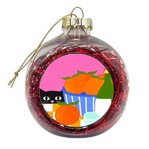Table and Oranges Cat - xmas bauble by The Paper Tail
