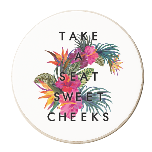 Take A Seat Sweet Cheeks - personalised beer coaster by Kind of Simple Designs