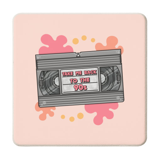 Take Me Back to the 90s! - VHS Tape - personalised beer coaster by Amy Farmer