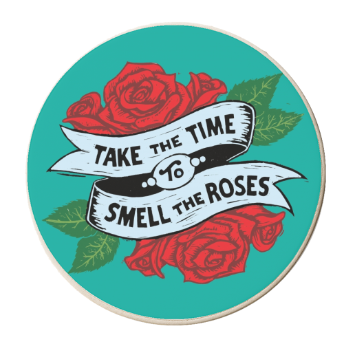 Take the Time to Smell the Roses - personalised beer coaster by Vicky Day