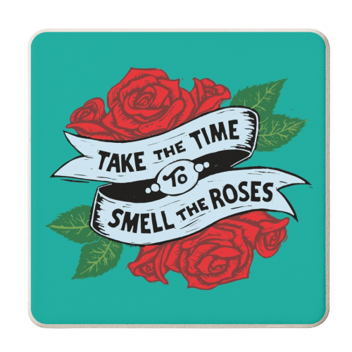 Take the Time to Smell the Roses - personalised beer coaster by Vicky Day
